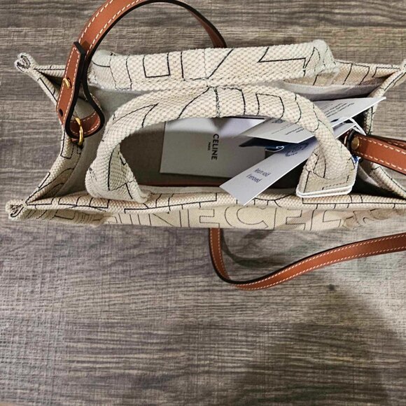 Céline All Over Print Thais Cabas Leather Small Shoulder Satchel Crossbody Bag - Picture 9 of 14